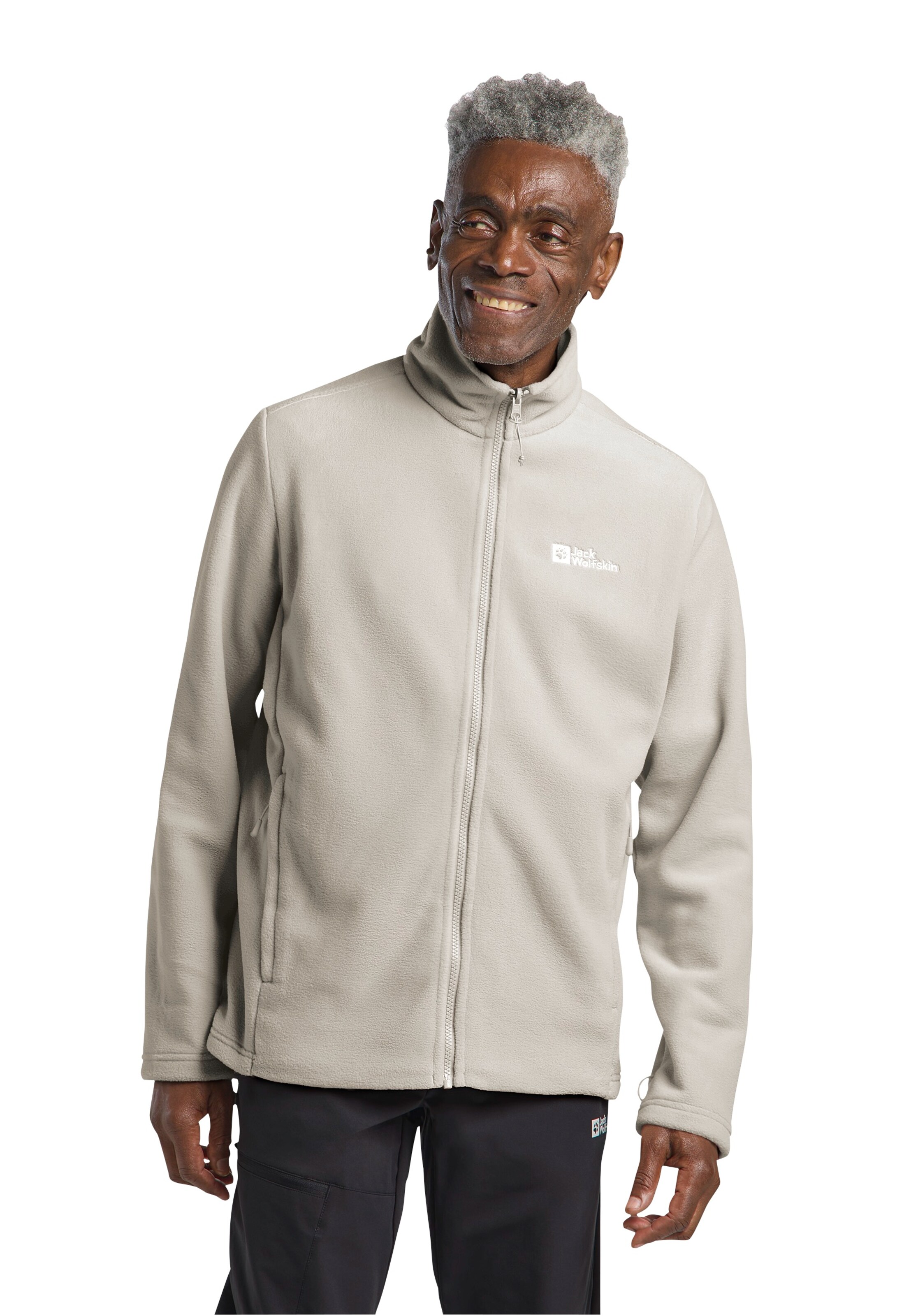 JACK WOLFSKIN Athletic Fleece Jacket 'Winterstein' in Beige: front