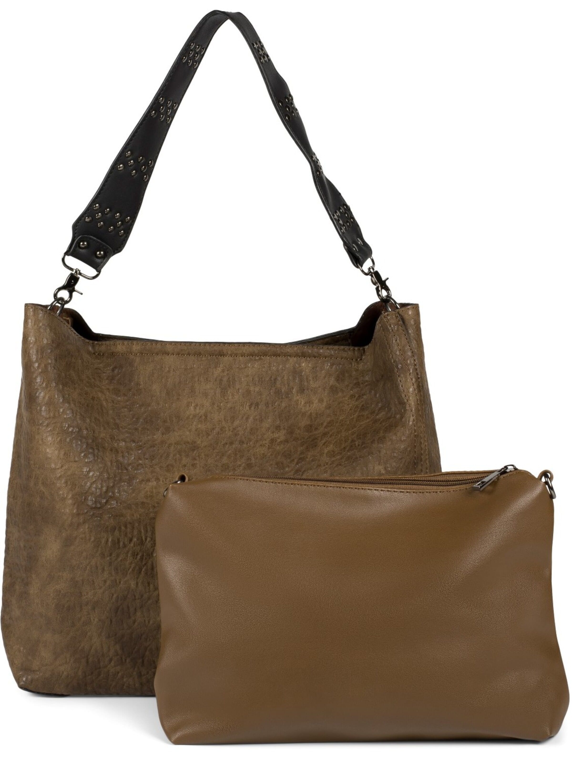 styleBREAKER Schultertasche '2 in 1 Schultertasche mit Nietengurt und Innentasche'‌‌‌‌ in Braun