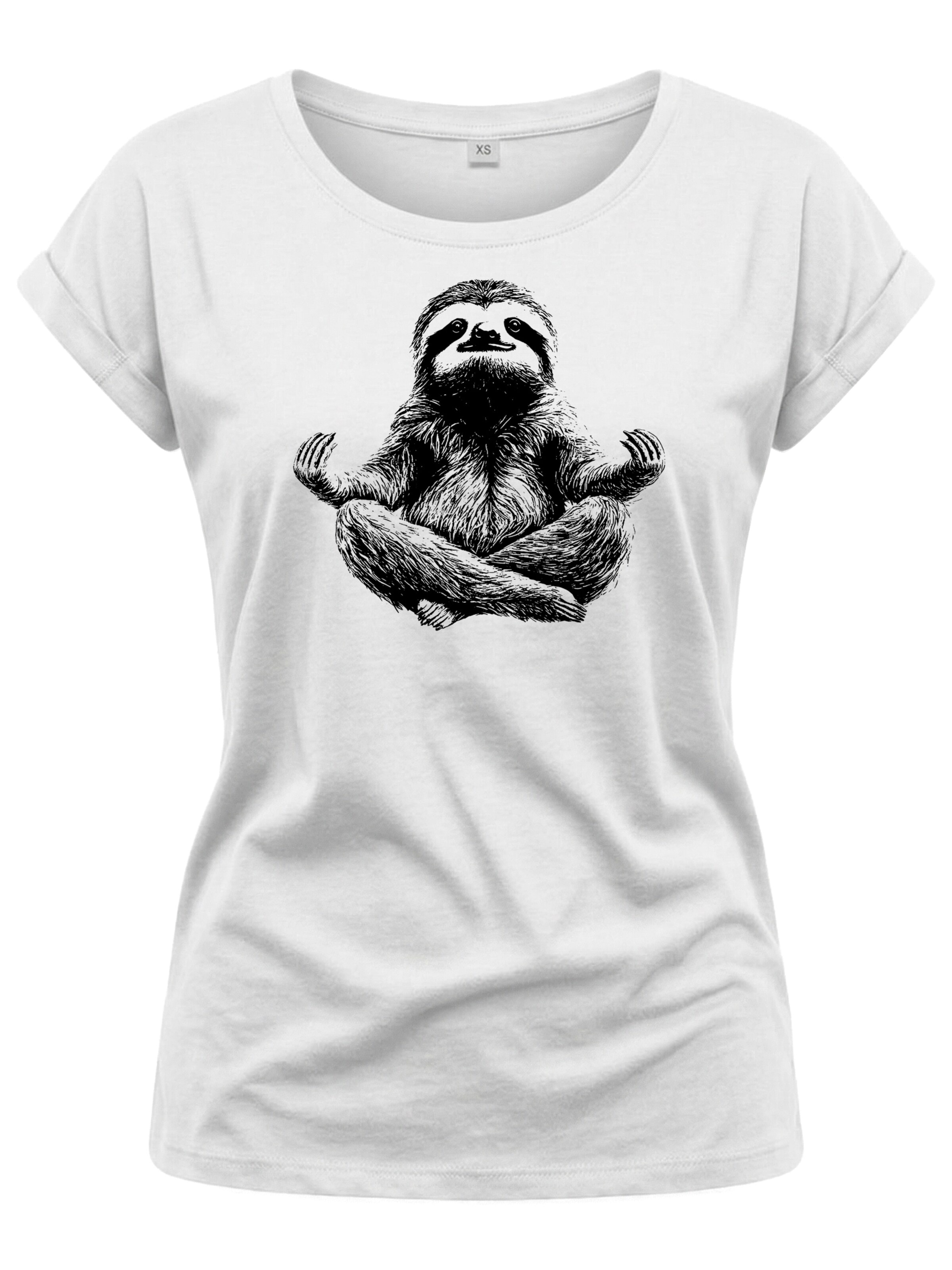 MAKAYA Shirt 'Meditation Sloth' in White: front