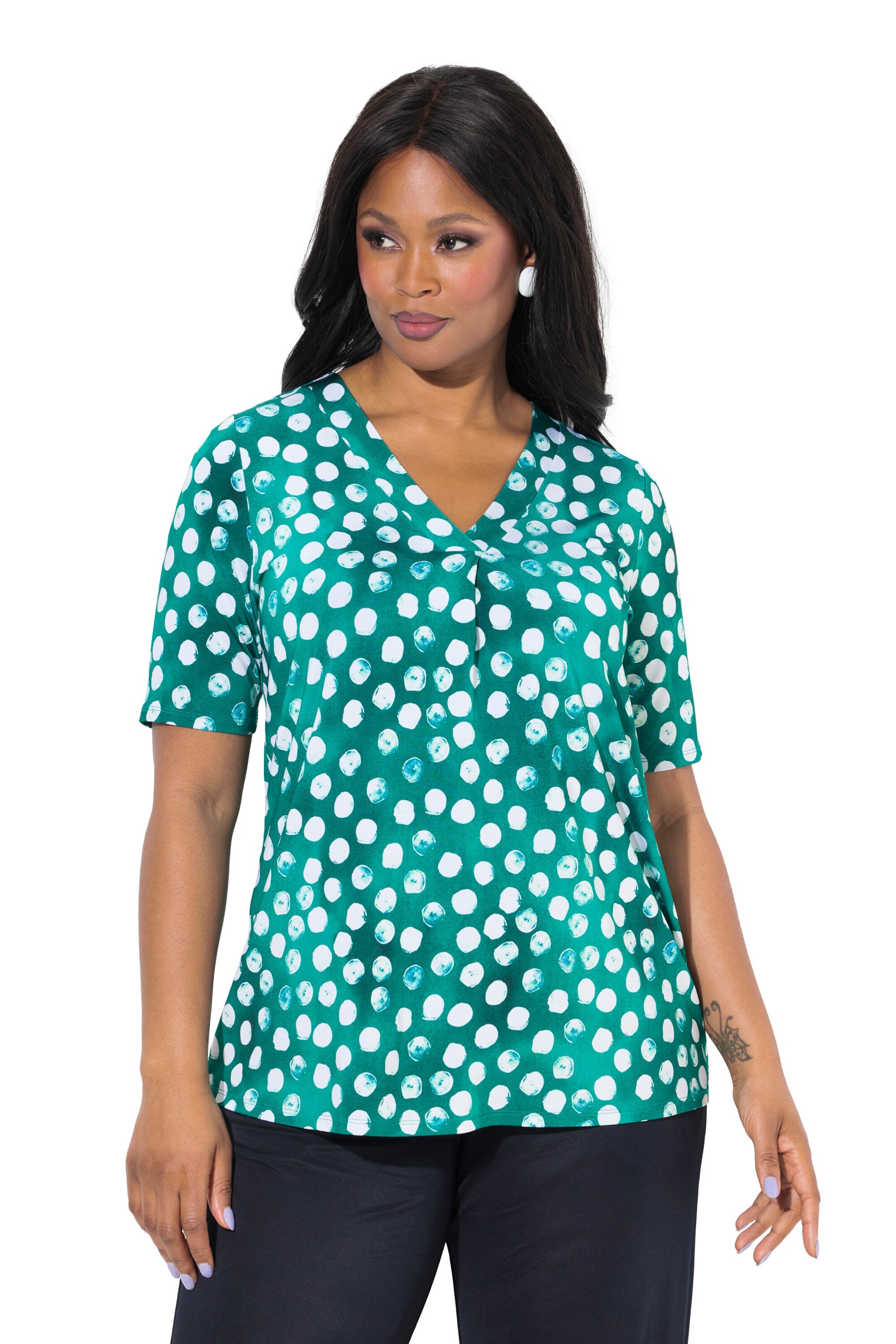 T-shirt Ulla Popken en vert : devant