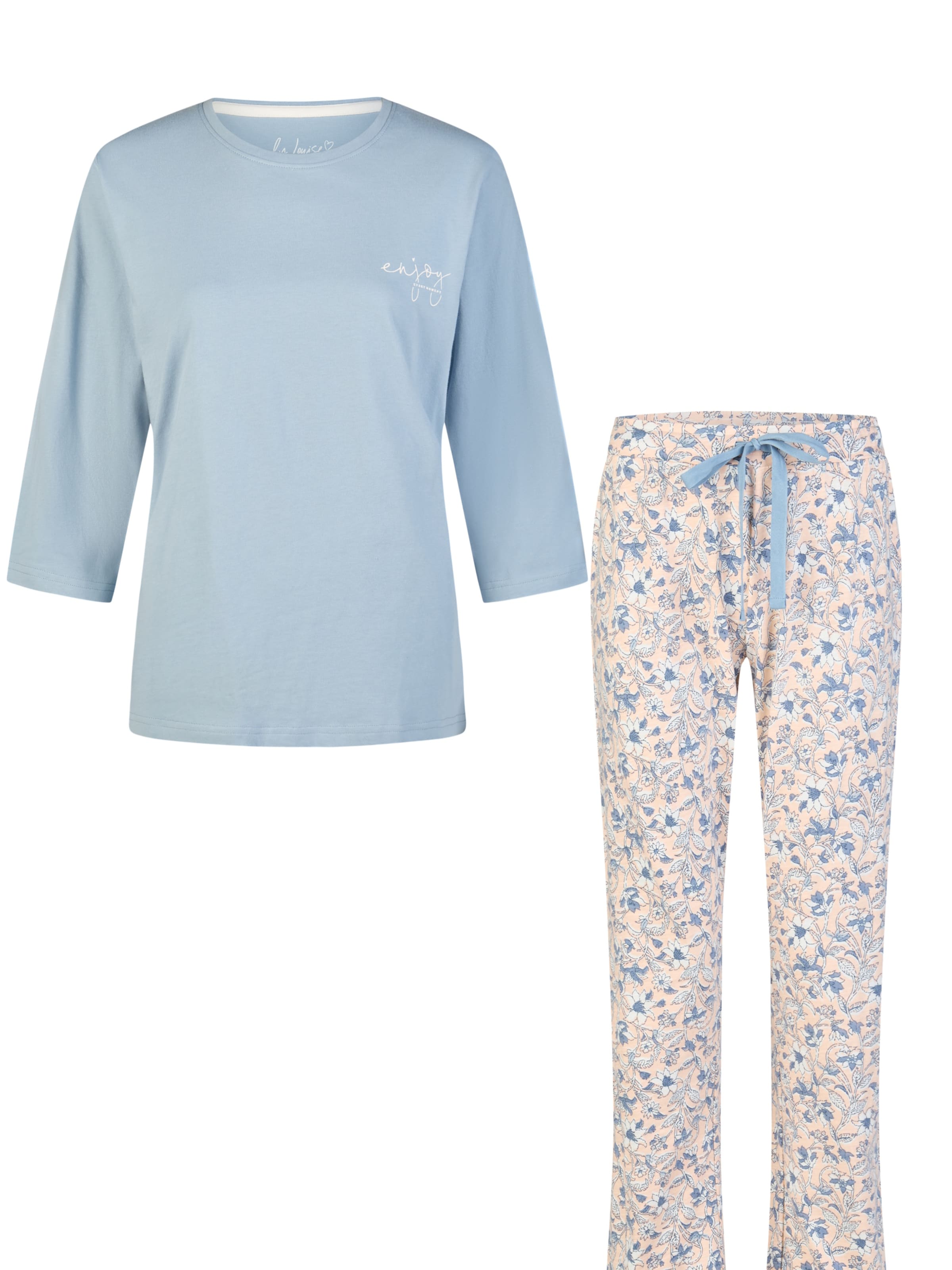 By Louise Pyjama 'Driekwart Mouw' in Blauw: voorkant
