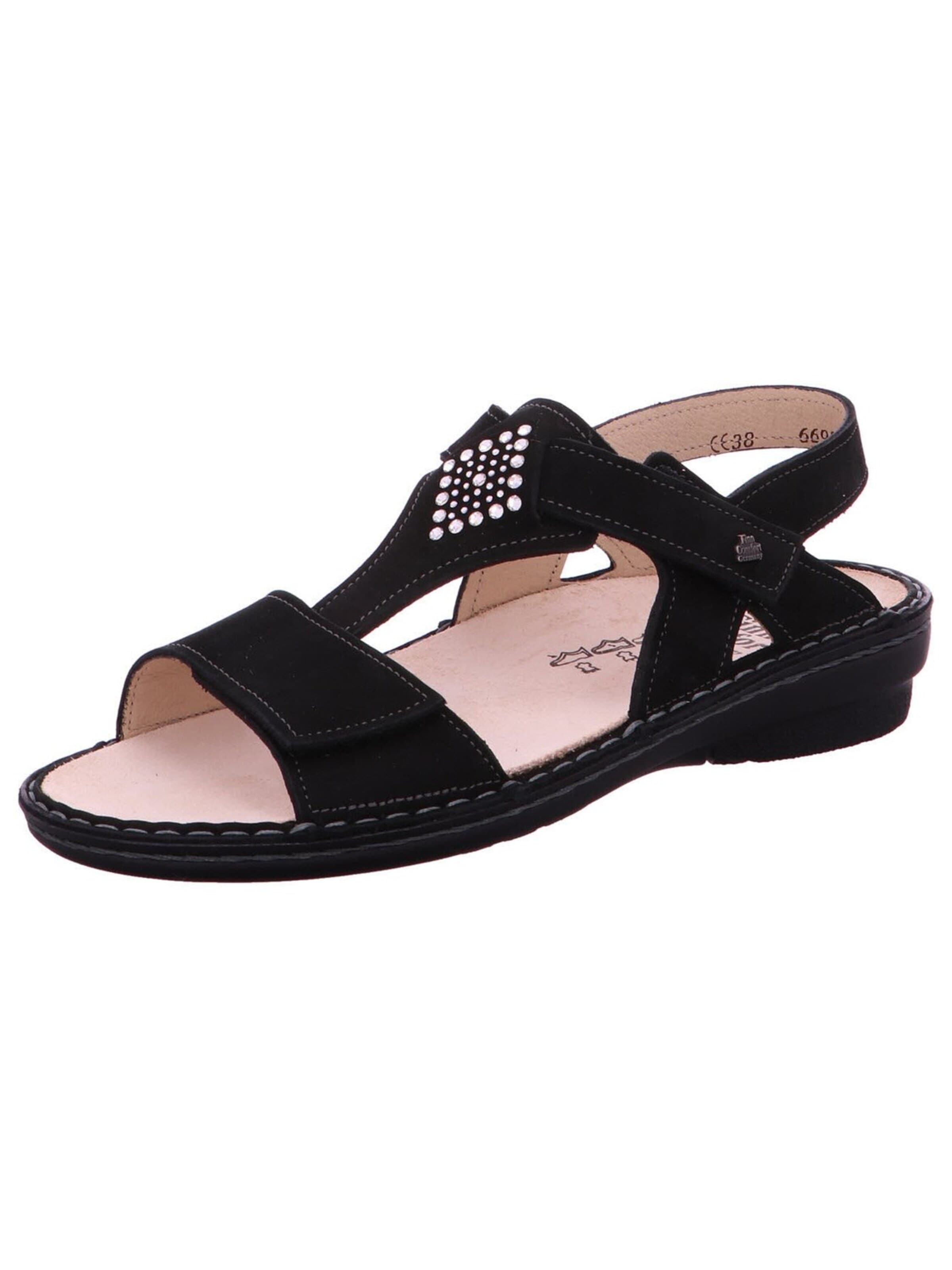 Finn Comfort Sandale 'Sandalette Damen 02807 007099 Echtleder in schwarz'‌‌‌‌‌‌‌‌ in Schwarz: Vorderseite
