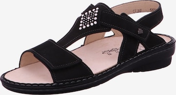Finn Comfort Sandale 'Sandalette Damen 02807 007099 Echtleder in schwarz' in Schwarz: Vorderseite