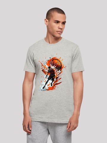 T-Shirt 'Basketball Sports Collection Orange Splash' F4NT4STIC en gris : devant