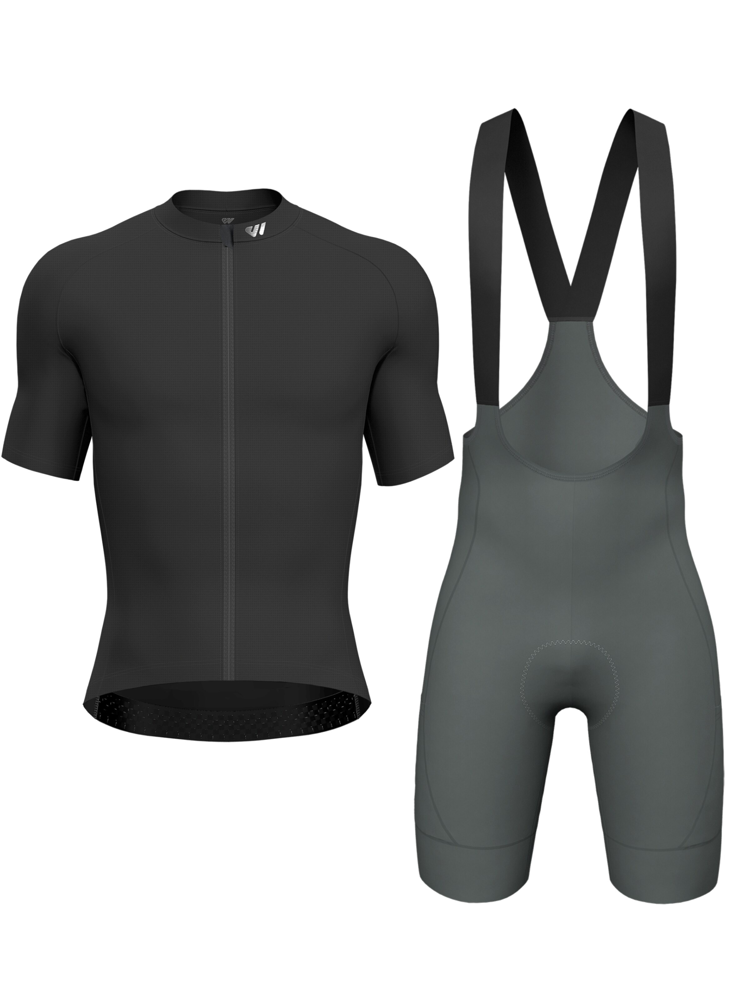 WULIBIKE Sweatsuit 'Wulibike Radsport-Set 'Aero-Performance' Schwarz/Grau' in Black: front