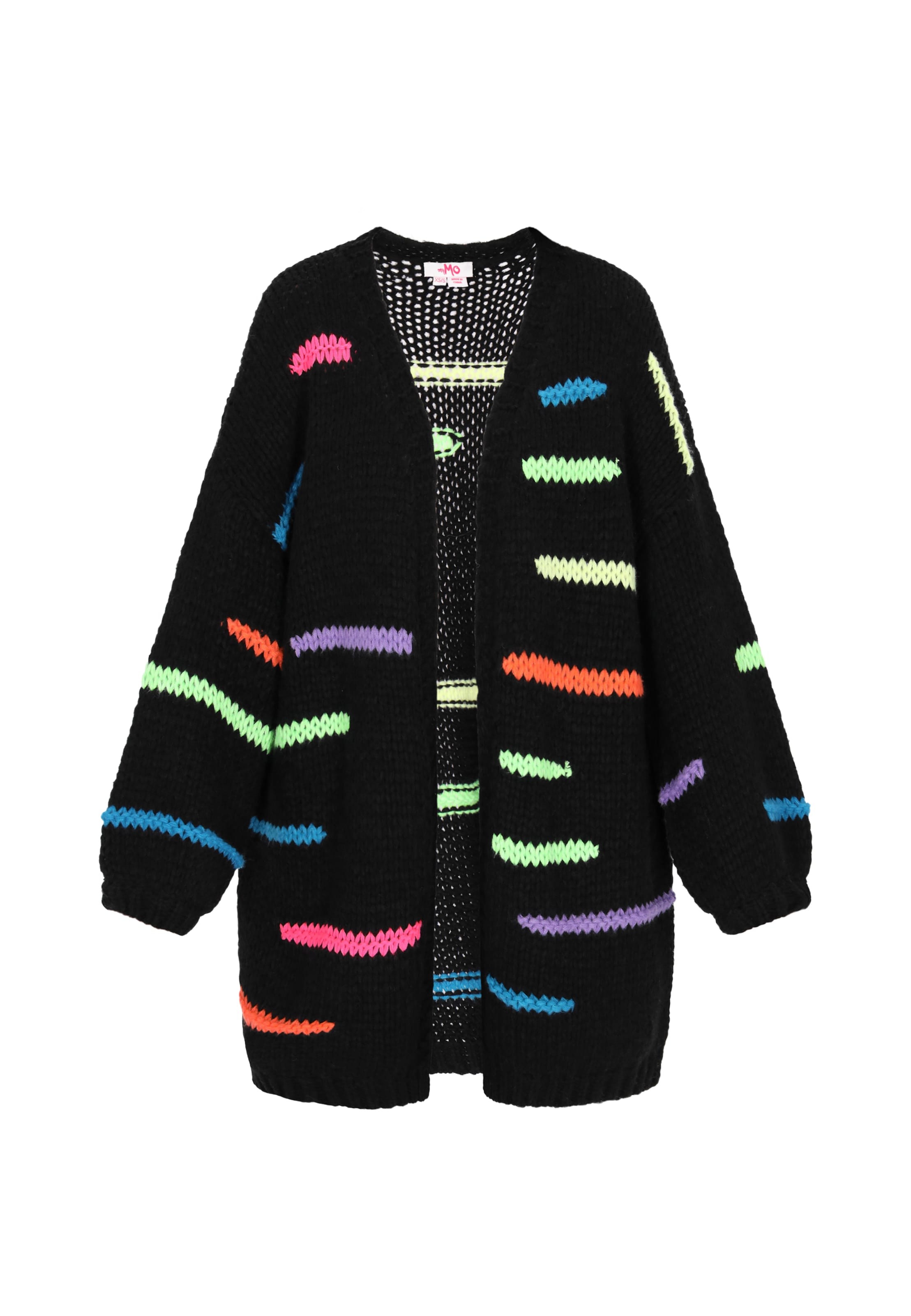 Cardigan dimensiuni mari MYMO pe albastru / verde deschis / portocaliu / negru, Vizualizare produs