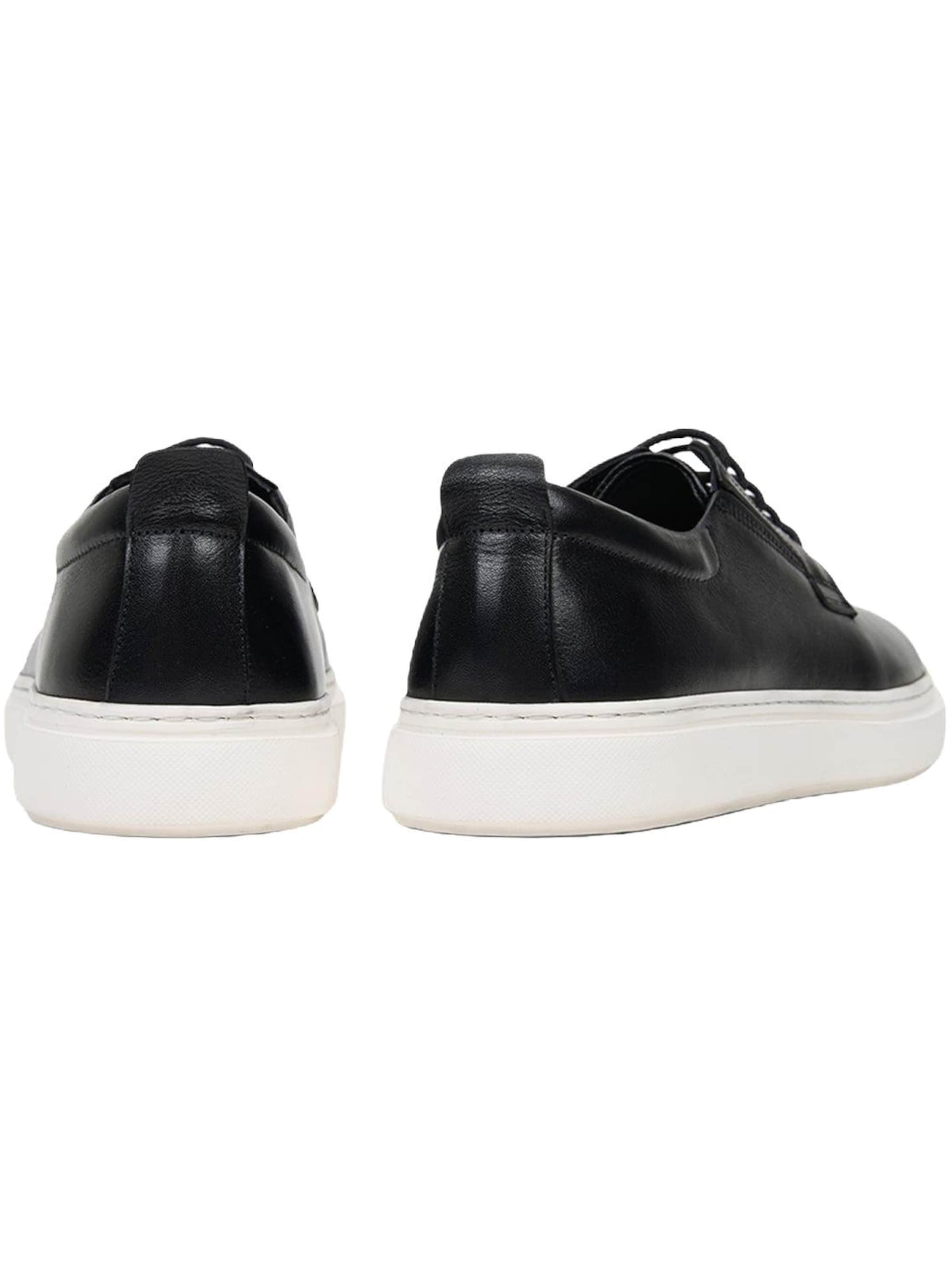 Desa - Calzado deportivo con cordones 'DESA Herren-Schnürschuhe aus Leder mit weißer Sohle' en negro