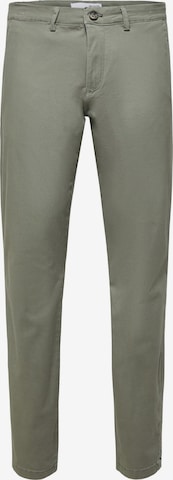 Coupe slim Pantalon chino 'Miles Flex' SELECTED HOMME en vert : devant