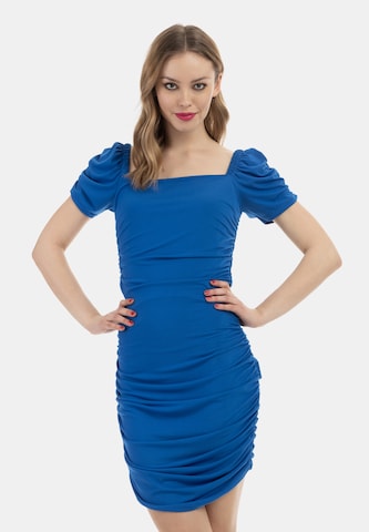 Robe de cocktail faina en bleu : devant