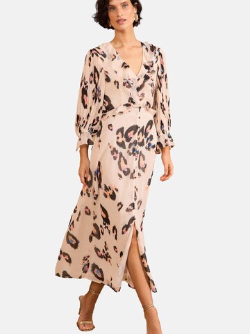 Robe-chemise love & roses en beige : devant
