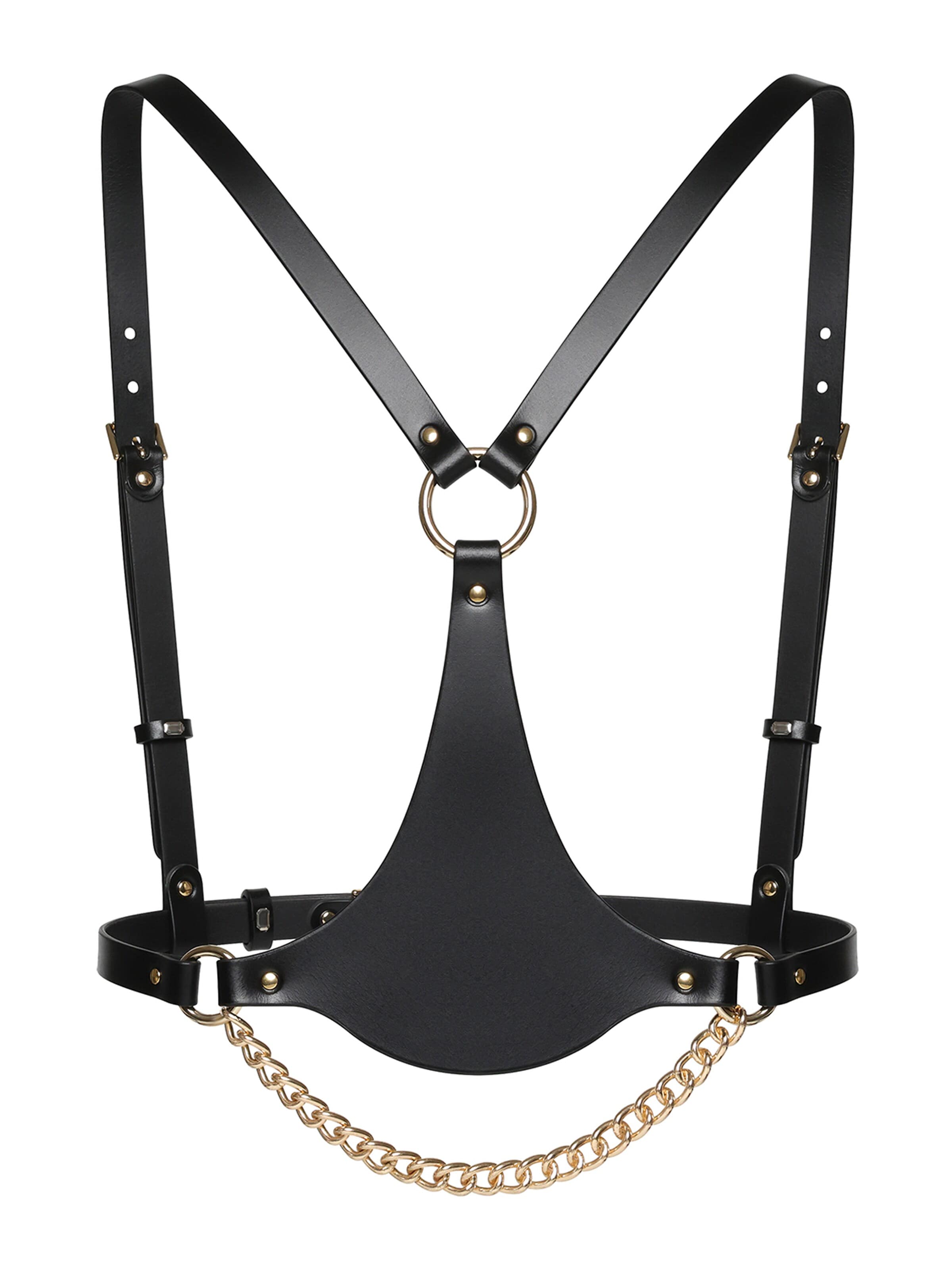Ceinture 'Aveline Body Harness' Haute Cuir en noir : devant