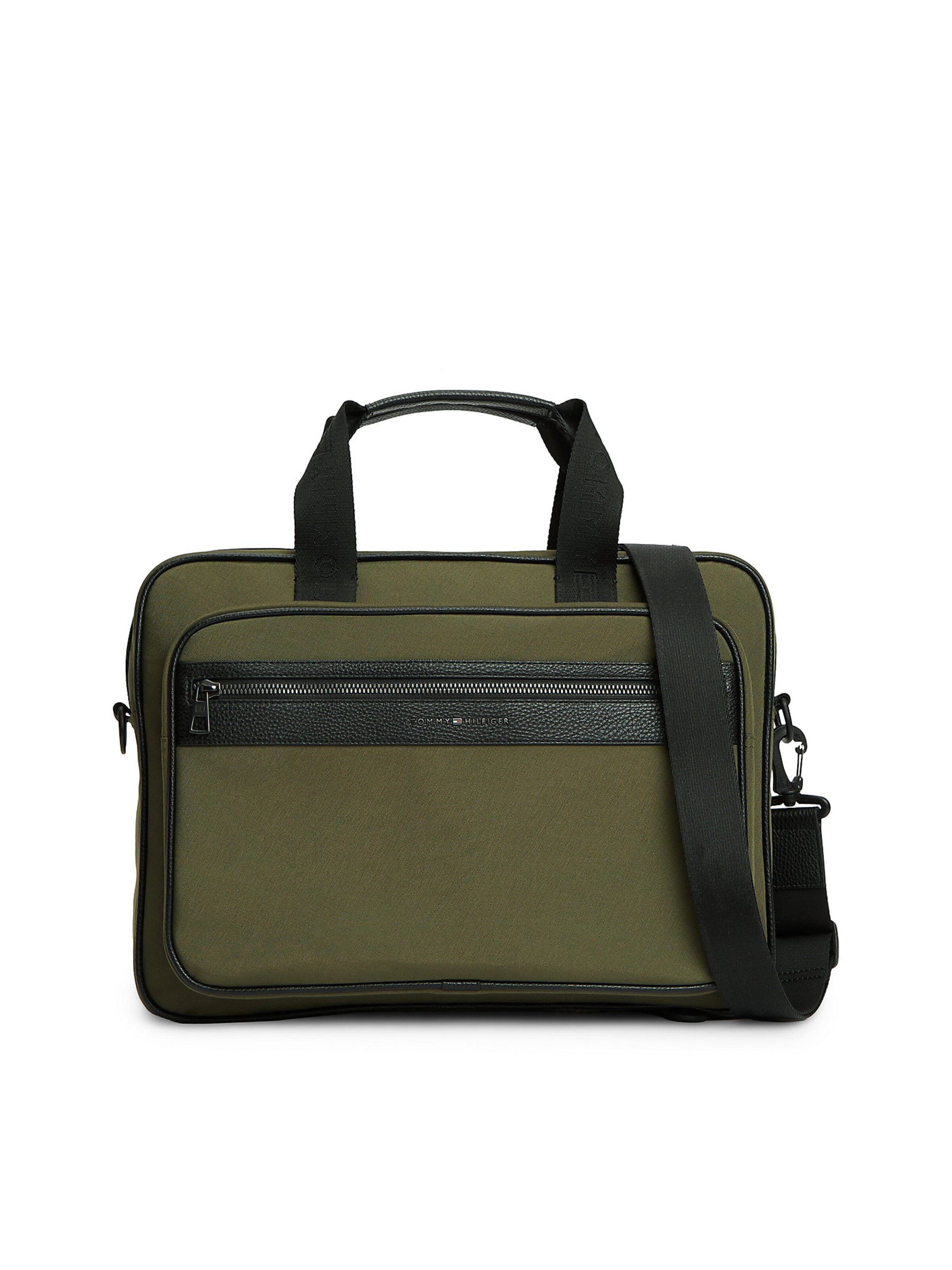 TOMMY HILFIGER Laptoptas in Groen: voorkant
