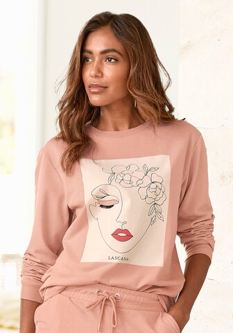 LASCANA Sweatshirt i rosa: framsida