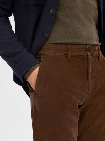 SELECTED HOMME Regular Pants 'Miles' in Brown