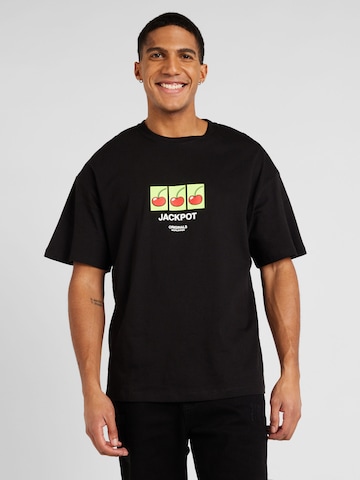 T-Shirt 'BLOCKPOP' JACK & JONES en noir : devant