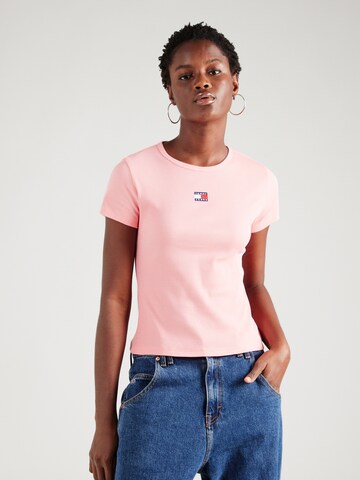 T-shirt Tommy Jeans en rose : devant