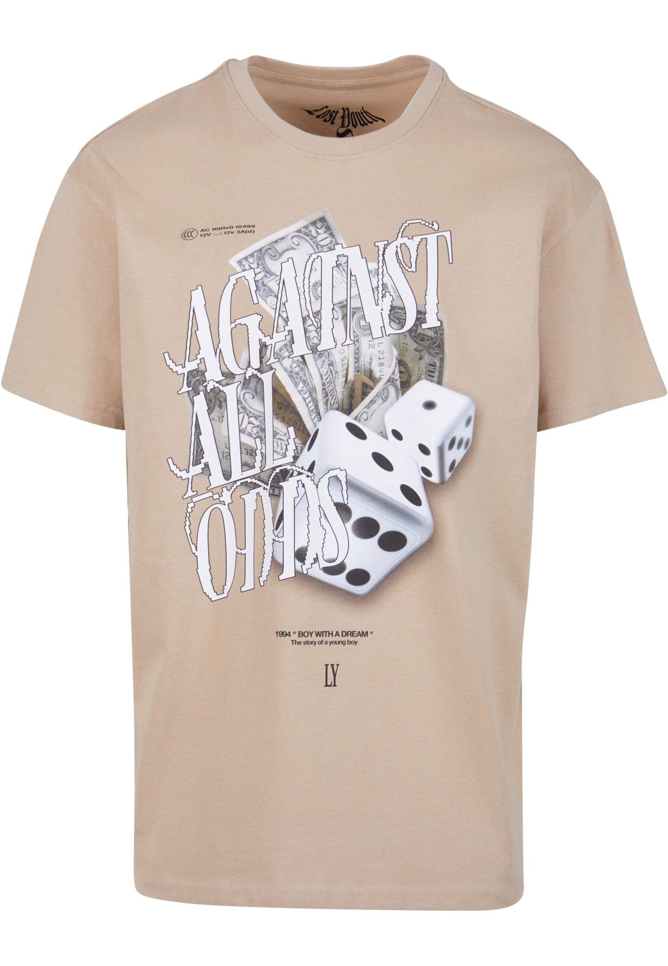 Lost Youth Shirt 'Against All V.2' in Beige: voorkant