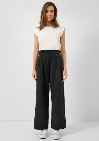 QS Wide Leg Hose in Schwarz