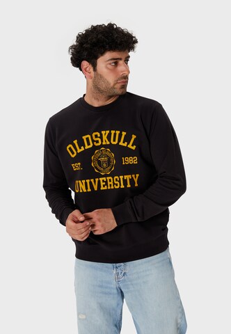 Oldskull Sweatshirt 'Retro University' in Schwarz: Vorderseite