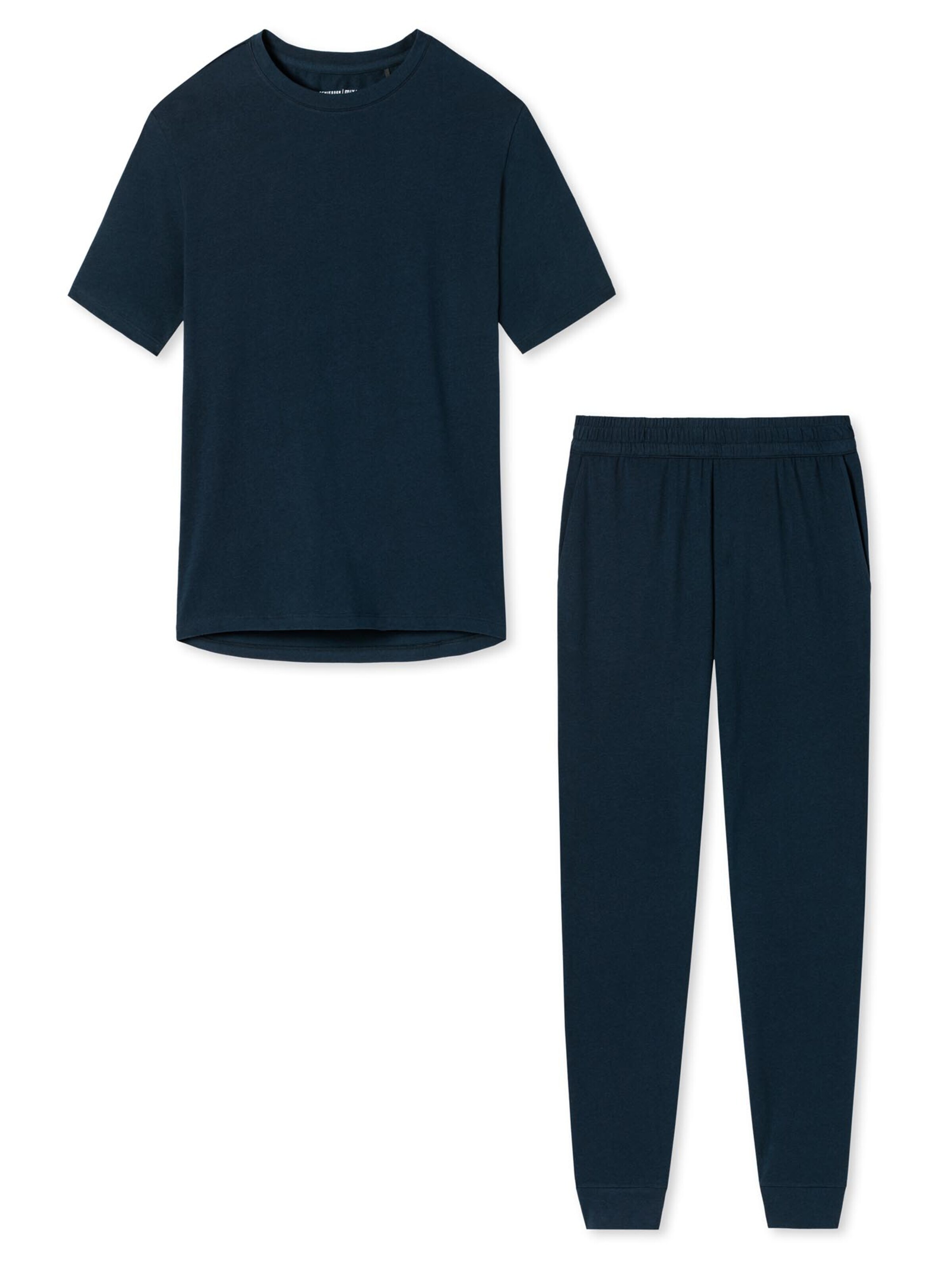 SCHIESSER Pajama 'Cotton' in Blue: front