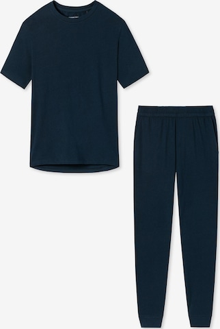 SCHIESSER Pajama 'Cotton' in Blue: front