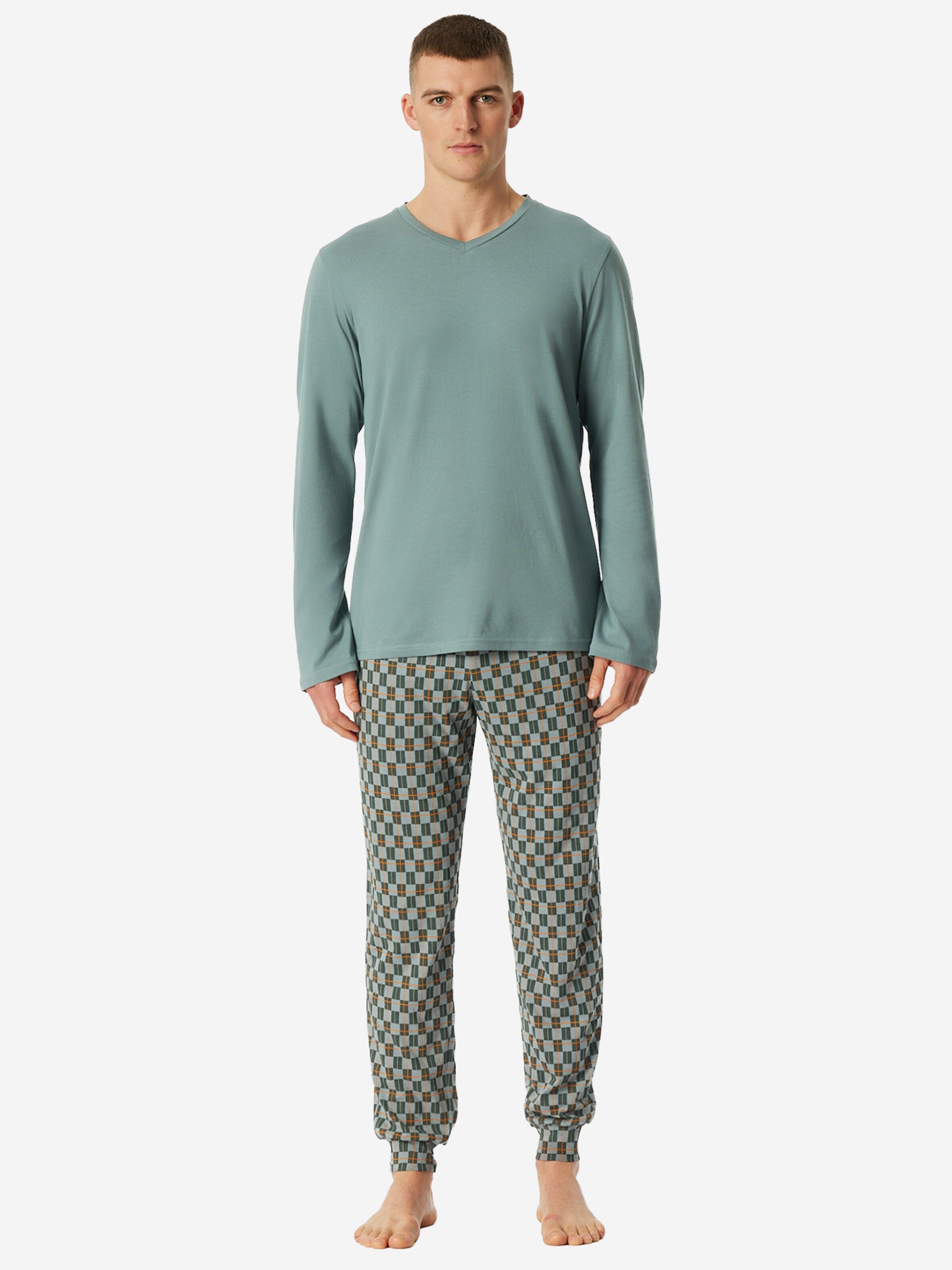 Pyjama long ' Casual Essentials ' SCHIESSER en bleu : devant