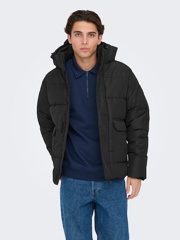 Only & Sons - Casaco de inverno 'Carl' em preto: frente