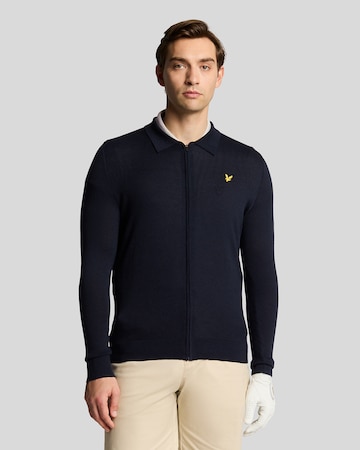 Lyle & Scott Gebreid vest in Blauw: voorkant