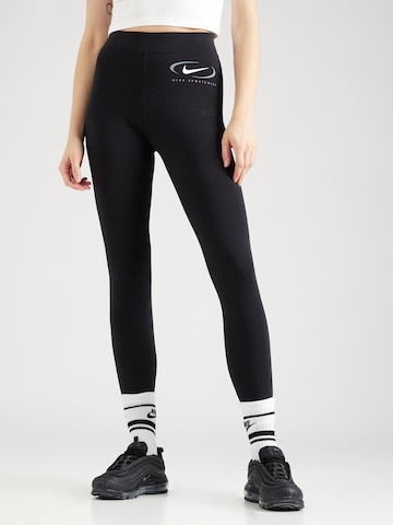 Nike Sportswear Skinny Leggingsit 'Swoosh' värissä musta: edessä