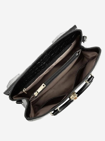 LANCASTER Paris Håndtaske 'Lancaster Sac à Main A rabat avec fermoir Exotic Croco Noir Croco' i sort