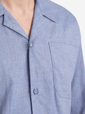 SEIDENSTICKER Pyjama lang 'Classic Fil a Fil' in Blauw