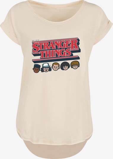 F4NT4STIC T-shirt 'Stranger Things Caricature Logo Netflix TV Series' en beige clair / bleu marine / marron / rouge, Vue avec produit