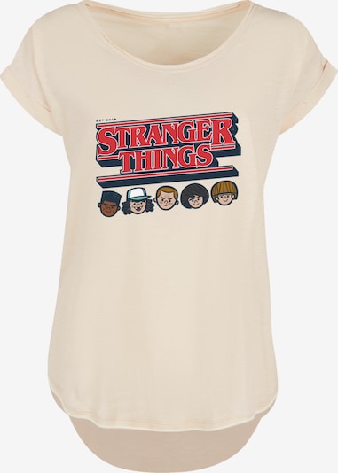F4NT4STIC T-shirt 'Stranger Things Caricature Logo Netflix TV Series' en beige clair / bleu marine / marron / rouge, Vue avec produit