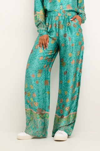 Cream Wide leg Trousers 'Pilou' in Green: front
