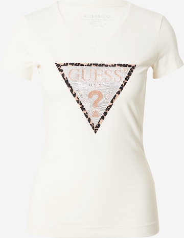 T-shirt GUESS en beige : devant