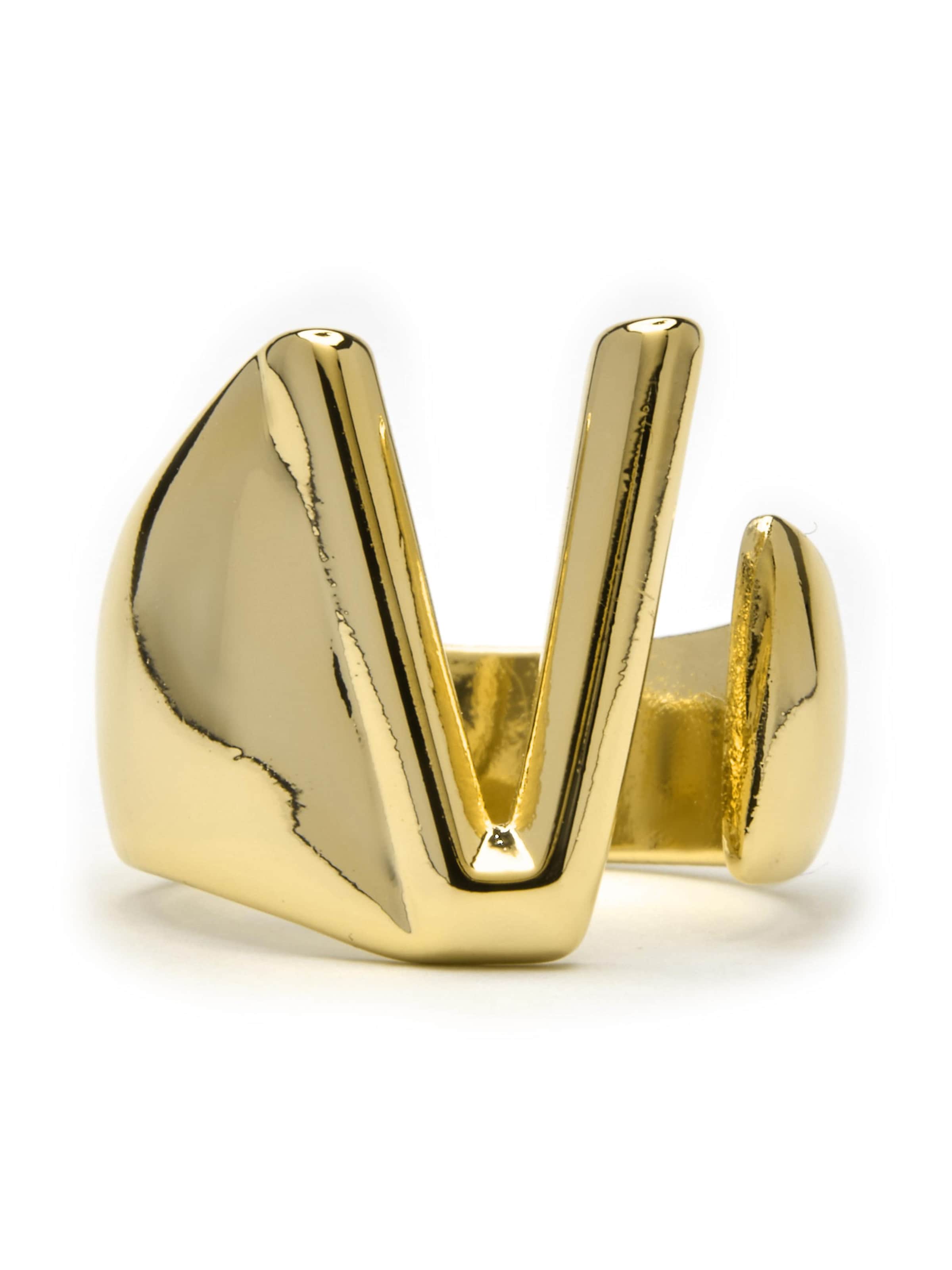 Luxenter Ring 'Alphabet  V' i gul: forside