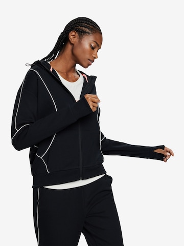 ESPRIT Athletic Zip-Up Hoodie in Black: front