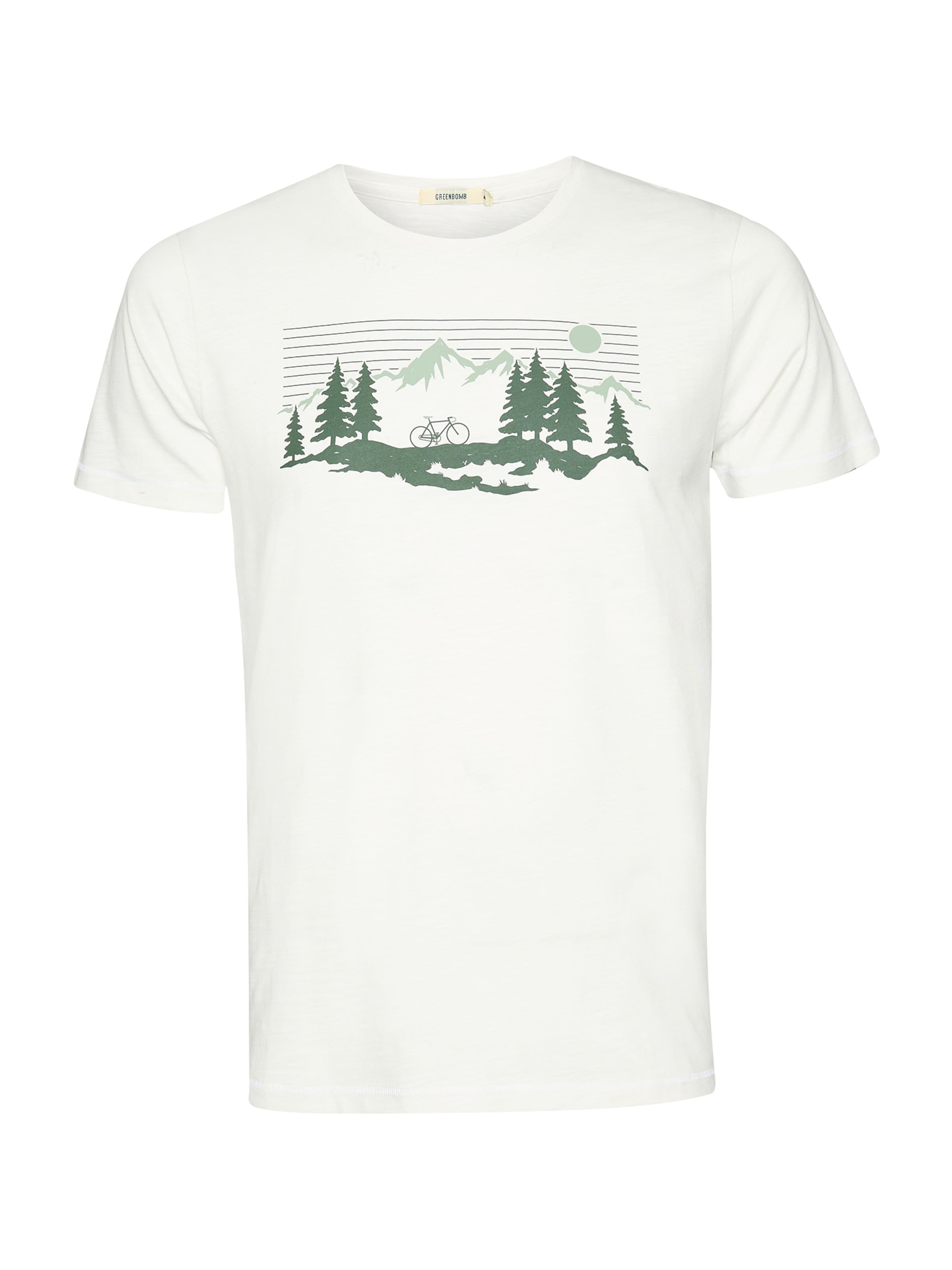 GREENBOMB Shirt 'Spice Bike Mountain Pines' in Wit: voorkant
