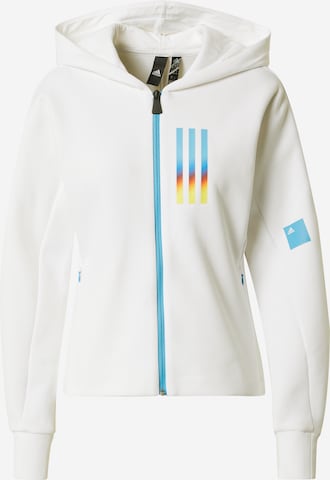 ADIDAS SPORTSWEAR Athletic Zip-Up Hoodie 'Mission Victory  Fit ' in White: front