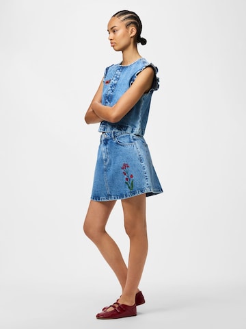 PIECES - Falda 'PCPalma' en azul