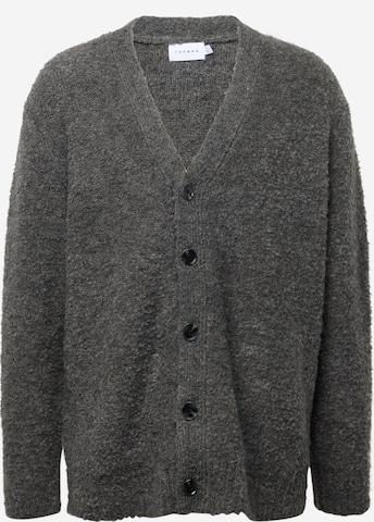 TOPMAN Knit Cardigan in Grey: front