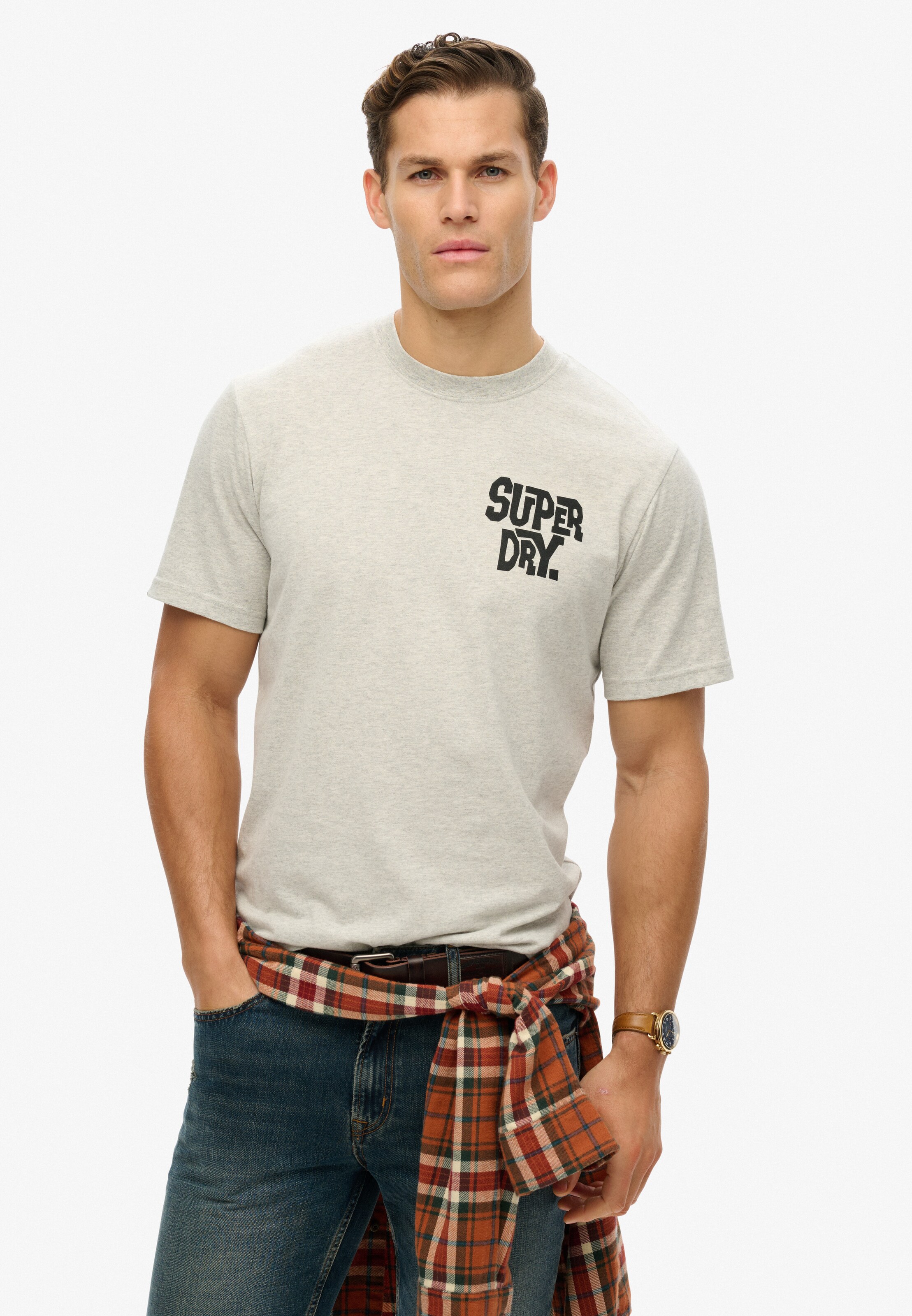 T-Shirt 'Outdoor Narrative' Superdry en gris : devant