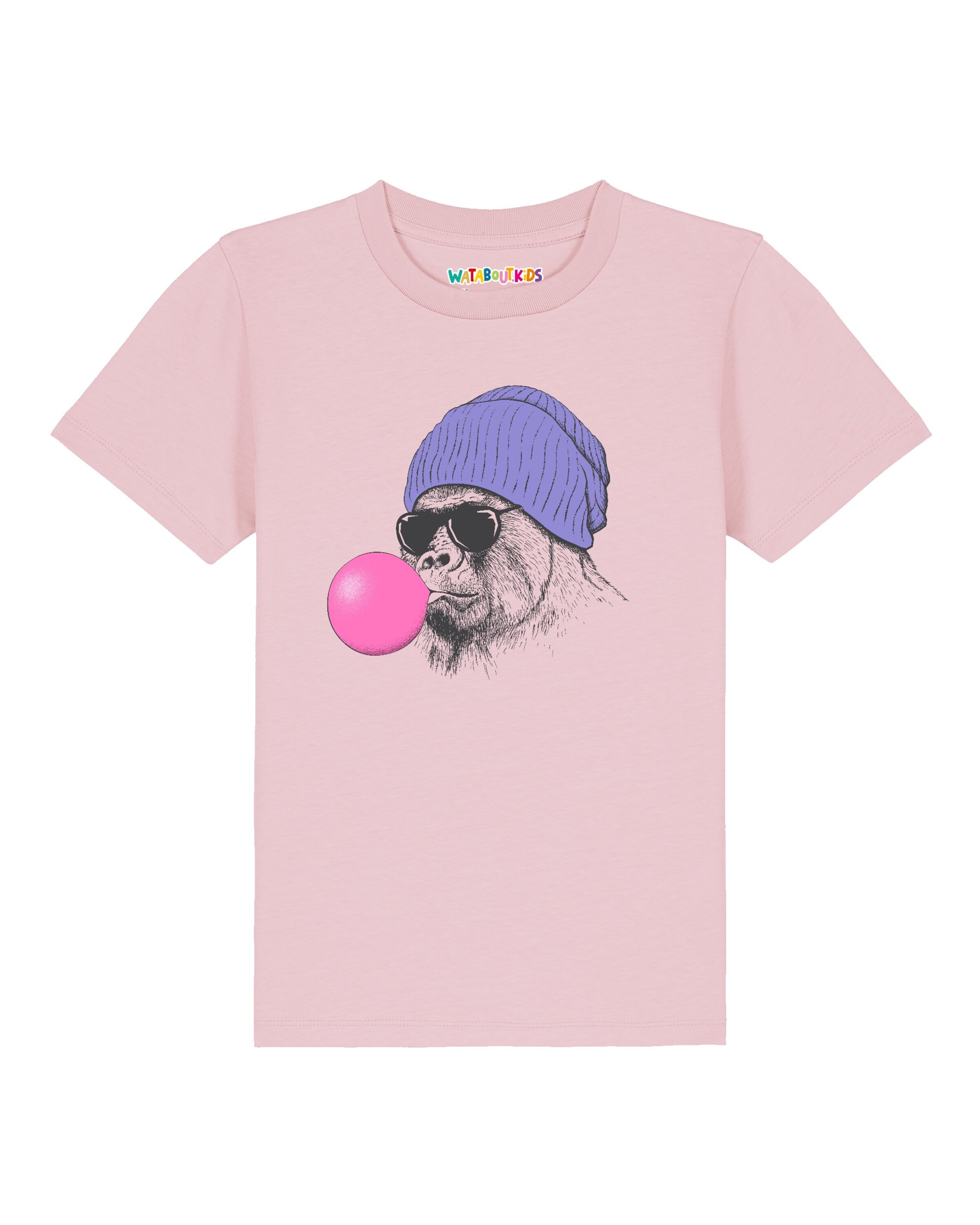 watabout.kids Shirt ' Gorilla Kaugummi ' in Roze: voorkant