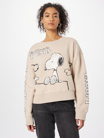 Frogbox Sweatshirt 'Happiness is Friends' in Beige: front