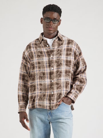 Woodbird Comfort fit Button Up Shirt 'Jong' in Brown: front
