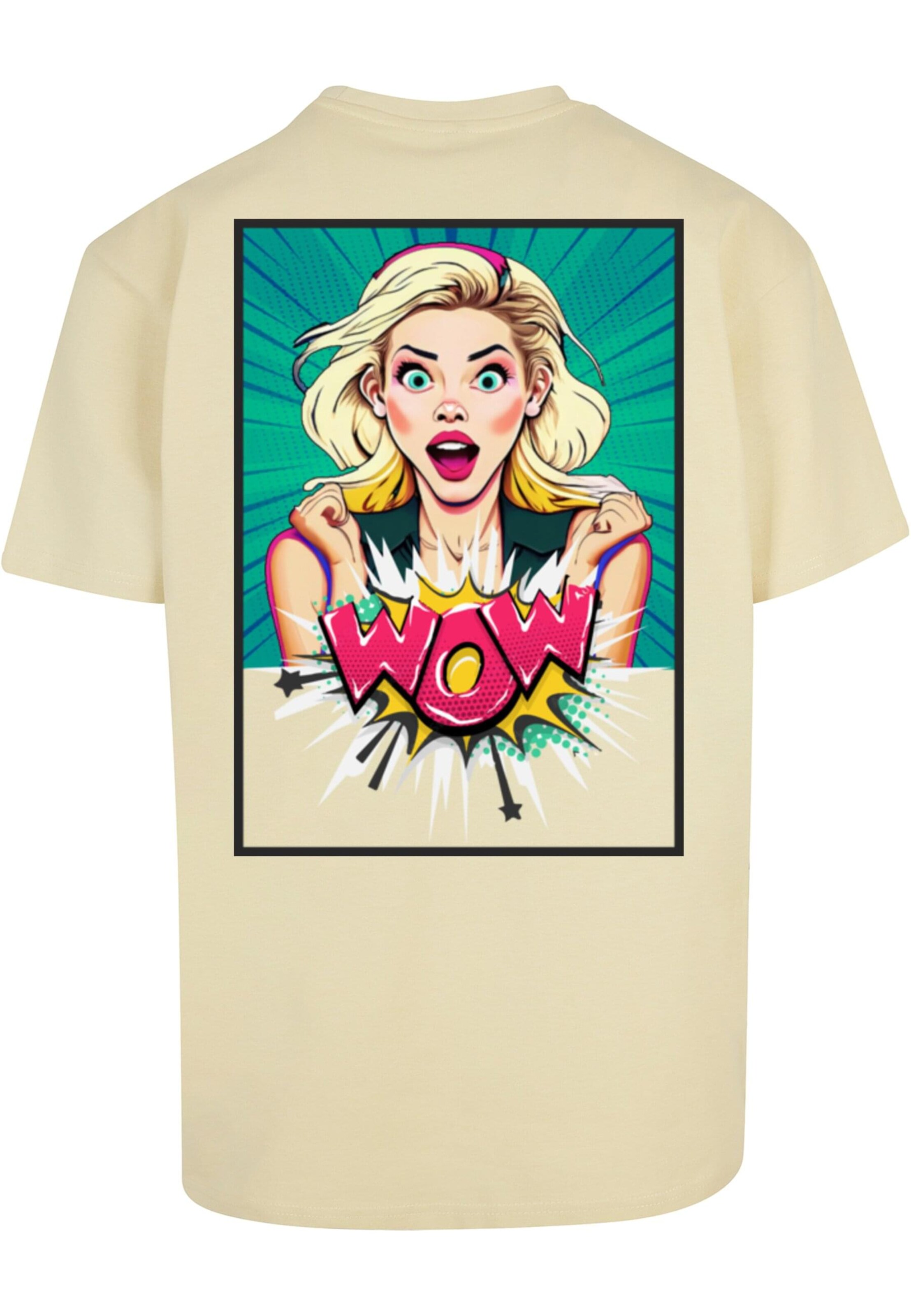 Merchcode Shirt ' WOW Comic' in Geel