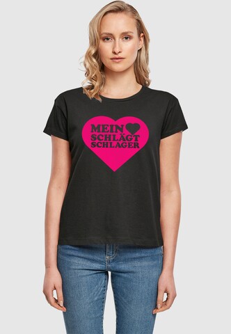 Merchcode T-Shirt 'MHSS Herz' in Schwarz: Vorderseite