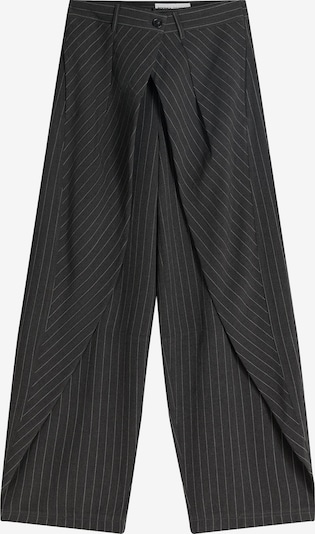 Bershka Hlače s naborima u tamo siva / bijela, Pregled proizvoda