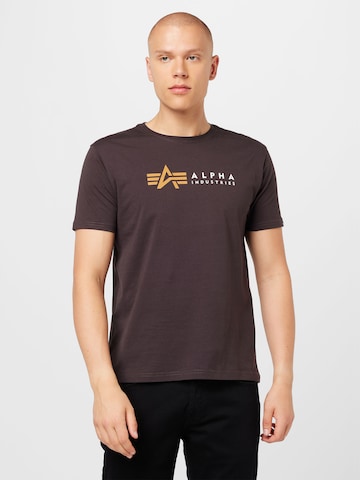 T-Shirt ALPHA INDUSTRIES en marron : devant