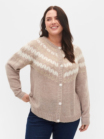 Cardigan Zizzi en beige : devant